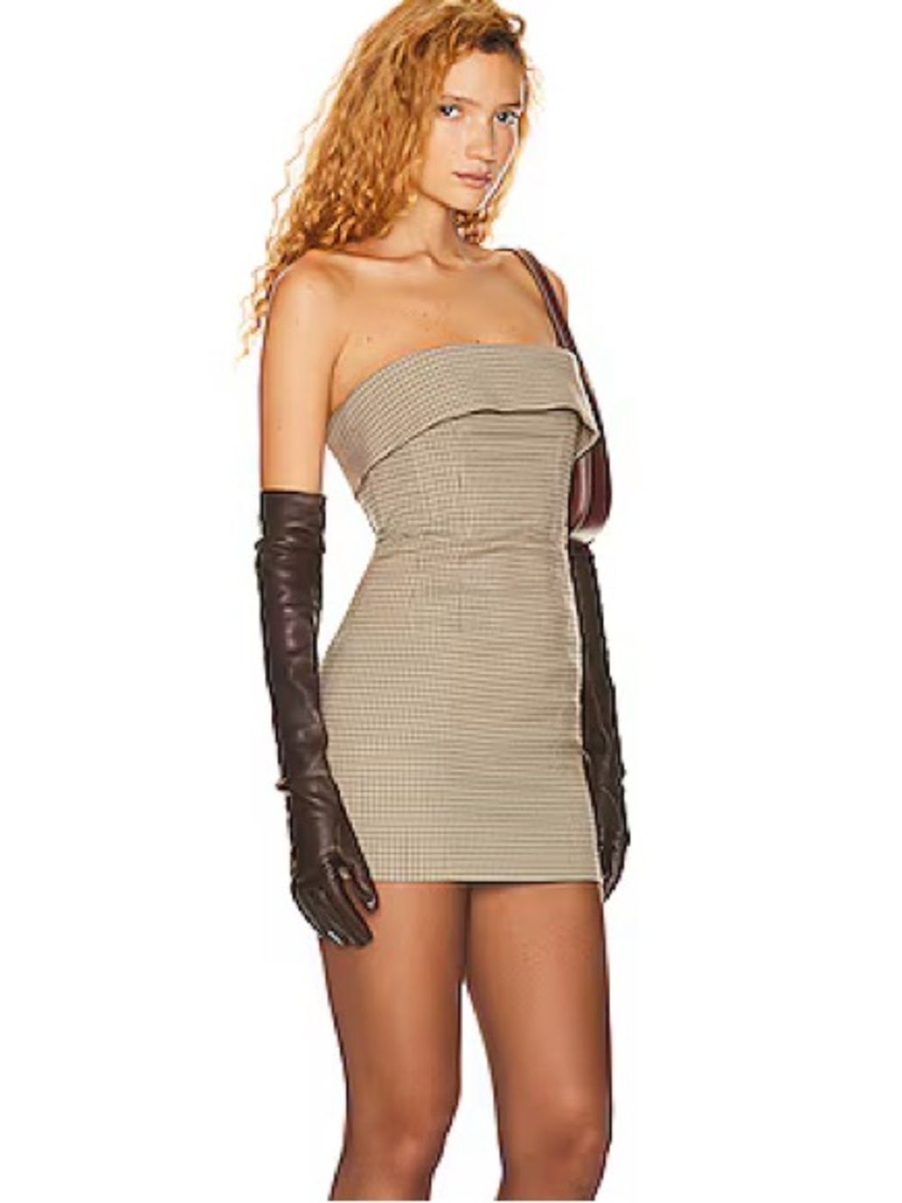 Helsa 'Plaid' Brown Mini Suit Dress Strapless Size Large (US 8-10)